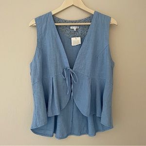 Linen Vest With Tie Front